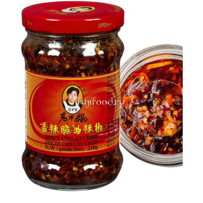 Хрустящий перец чили с бобами в растительном масле Лаоганьма 210г (1/24)